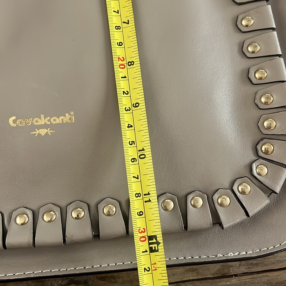 Cavalcanti Taupe Shoulder Bag with Stud Trim - Picture 13 of 14